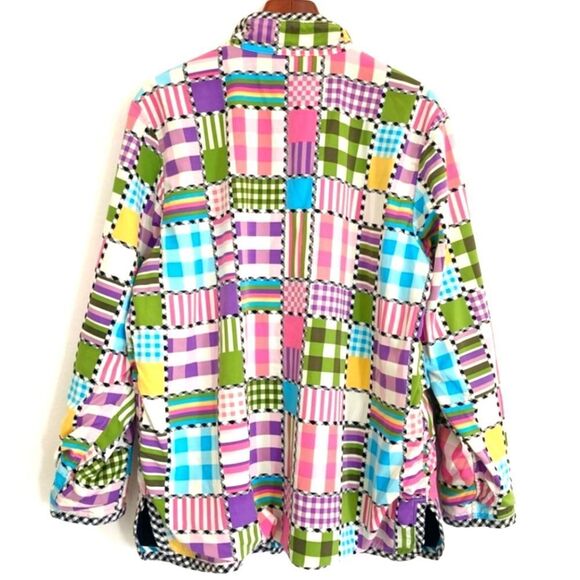 KOOS of Course Black Patchwork Vintage Reversible Wearable Art Jacket Large - Picture 2 of 7